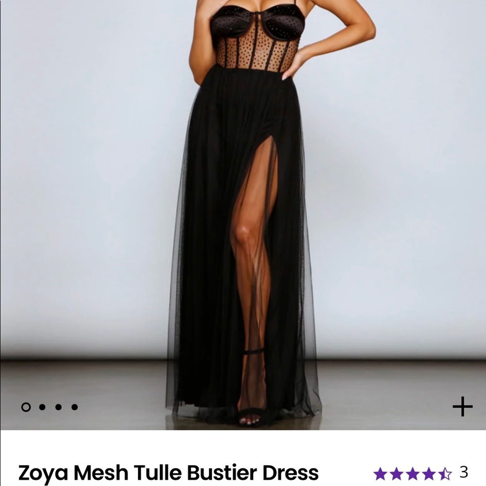 NWT Windsor black rhinestone tulle mesh dress!